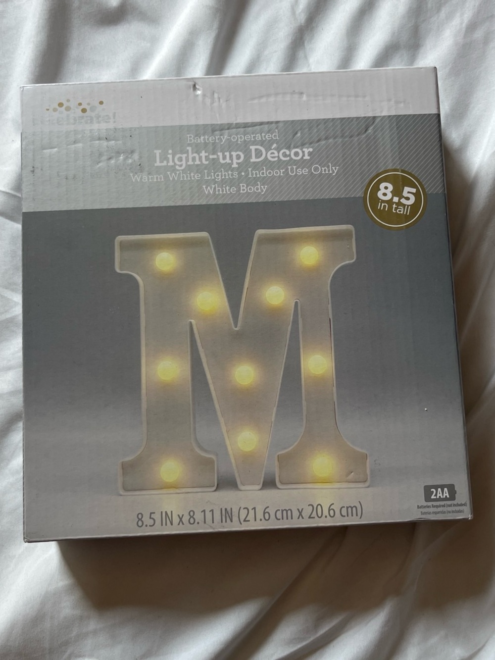Light-up Décor Letter M - White Body with Warm White Lights